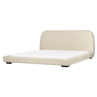 Beliani Beliani - Cama Con Somier Cl&aacute;sica Con Cabecero Tapizado De Tela Beige Claro 180 X 200 Cm Roisel