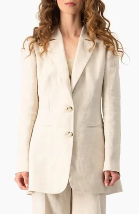 Ivonne Linen Tailored Two-Button Blazer in Sand at Nordstrom, Size 10
