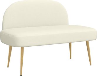 vidaXL Banco Tapizado Con Respaldo Crema 110 X 60 X 76 Cm Tela De Pana Vidaxl