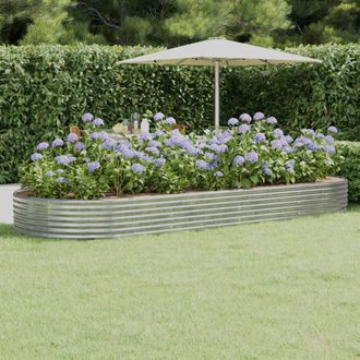 vidaXL Jardinera Arriate Acero Galvanizado Plata 373x140x36 Cm Vidaxl
