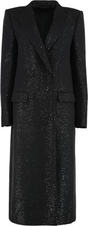 Tom Ford Jassen, Dames, Zwart, S, Wol, Sequined wollenmix cr&ecirc;pe double-breasted jas