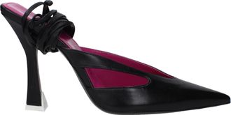 The Attico Black Leather Stiletto Heel Womens Sandals