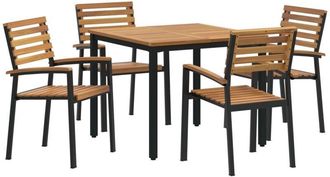 vidaXL vidaXL Garden Dining Set 5 pcs Black and brown 90 x 90 x 75 cm