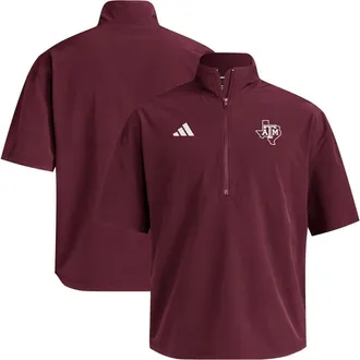 adidas Mens adidas Maroon Texas A&M Aggies Woven Quarter-Zip Short Sleeve Pullover at Nordstrom, Size Xx-Large