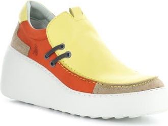 FLY London Davy Platform Wedge Sneaker in Taupe/yellow/orange at Nordstrom, Size 10-10.5Us