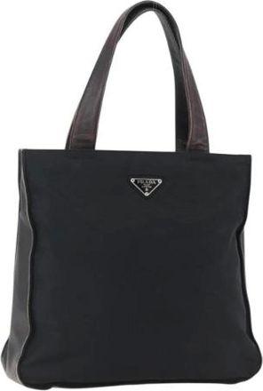 Prada Pre-owned Tote Bags, female, Black, Size: ONE SIZE Pre-owned Nylon Tote Bag