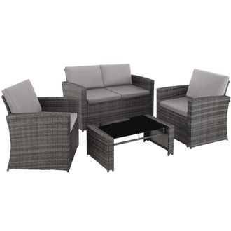 TecTake Garden Furniture Set Jesolo in Light Grey | Size: 4 Person