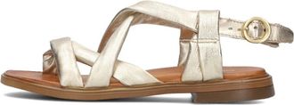Omoda Schoenen, Dames, Geel, 39 EU, Leer, Gouden Comfort Sandalen met Gewatteerde Bandjes