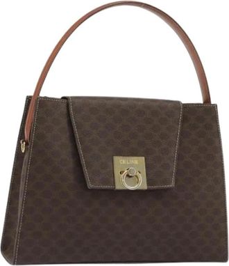 Celine Pre-owned PVC Macadam Canvas Hand Bag - Dames - Vintage Handtas - Bruin - ONE Size - Leer - Vintage