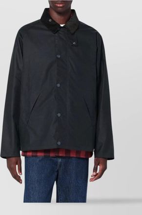 Barbour collared coat featuring long sleeves and pockets