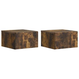 vidaXL Mesita De Noche De Pared 2 Pcs Roble Ahumado 33 X 34,5 X 20 Cm Vidaxl