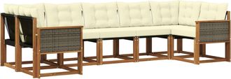 vidaXL Conjunto De Sof&aacute;s De Exterior 7 Uds. Natural Y Crema Vidaxl