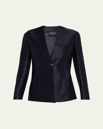 Giorgio Armani Metallic Raffia Single-Breasted Jacket