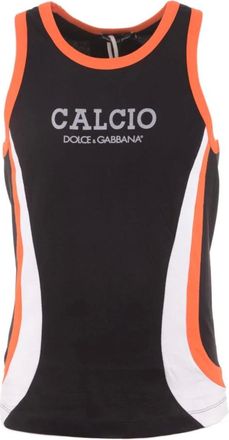Dolce & Gabbana Sleeveless Tops, male, Black, 2XL, Calcio Sleeveless T-shirt