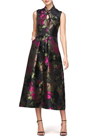 Kay Unger Rosemarie Floral Cocktail Dress in Bright Rose Multi at Nordstrom, Size 10