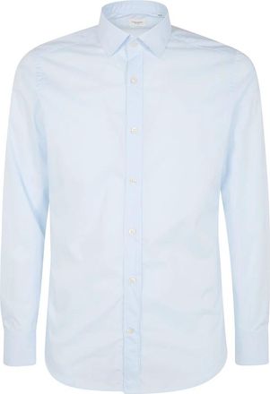 Tintoria Mattei Nieuw Katoen Stretch Shirt - Heren - Zakelijke Overhemden - Blauw - L - Katoen - Overhemden