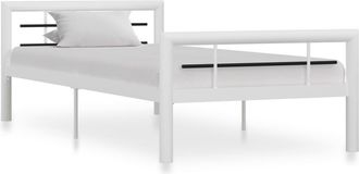 vidaXL Vidaxl - Estructura De Cama Sin Colch&oacute;n Metal Blanco Y Negro 100x200 Cm
