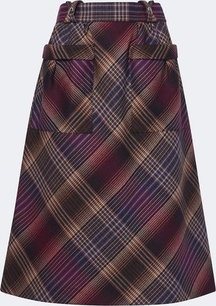 Paco Rabanne Plaid wool midi skirt