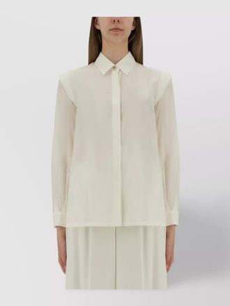 Max Mara long sleeve sheer shirt with pointed collar