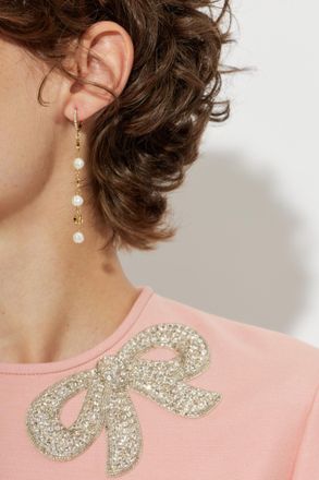 Valentino Garavani Long Earrings With Glass Pearls, Womens, Gold