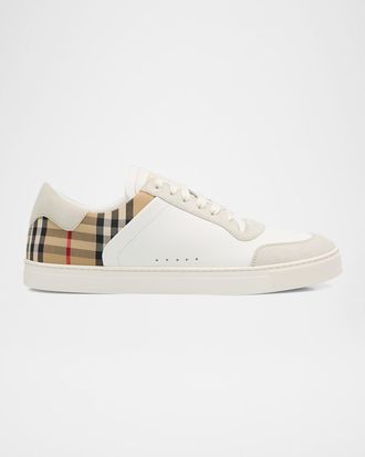 Burberry Men & apos;s Leather-Suede Check Sneakers