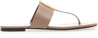Tory Burch Low Leather Thong Sandal - Dames - Slippers - Beige - 37 1/2 EU - Leer - Schoenen