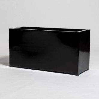 PRIMROSE Black Gloss Polystone Rectangular Trough Patio Planter 100cm