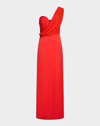 Halston Heritage Roselle Draped Crepe Gown
