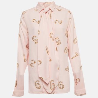 See By Chlo&eacute; See by Chlo&eacute; Pink Printed Crepe Neck-Tie Blouse M