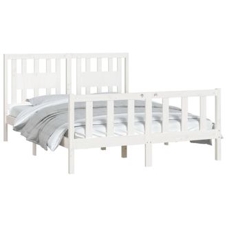 Berkfield Home Beautiful Bed Frame with Headboard White Solid Wood Pine 140x200 cm