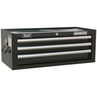 Loops 670 x 320 x 255mm BLACK 3 Drawer MID-BOX Tool Chest Lockable Storage Cabinet