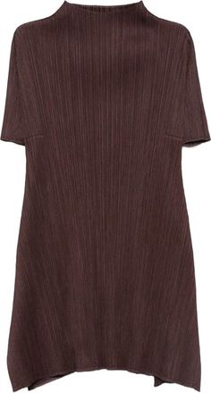 Pleats Please Issey Miyake Abito corto a collo alto - Marrone