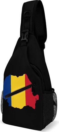 Generic Flag Map of Romania Unisex Shoulder Bags Casual Crossbody Chest Bag Sling Backpack for Hiking Cycling Travel