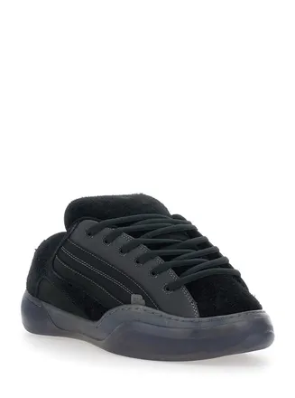 ERL Quad Vamp Leather Sneakers - Black