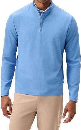 Johnnie-O Hoppin Ribbed Knit Performance 1/4 Zip Pullover Sweatshirt In Sailor