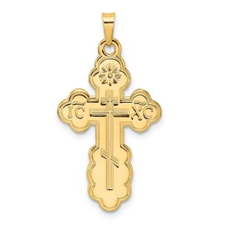 Diamond2Deal 14k Yellow Gold Polished Eastern Orthodox Solid Cross Pendant