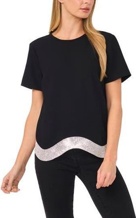 CeCe by Cynthia Steffe Embellished Hem Crepe Top in Rich Black at Nordstrom Rack, Size Xx-Small