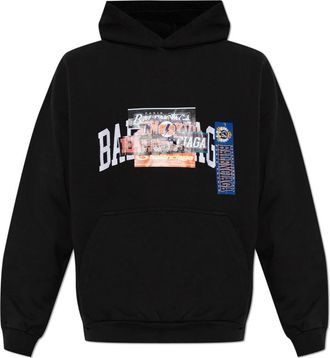 Balenciaga Hoodies & sweatvesten, Heren, Zwart, XL, Katoen, Medium Fit Hoodie