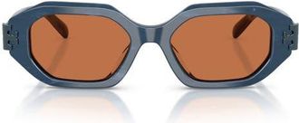 Tory Burch 51mm Irregular Sunglasses in Navy Marble /Brown at Nordstrom