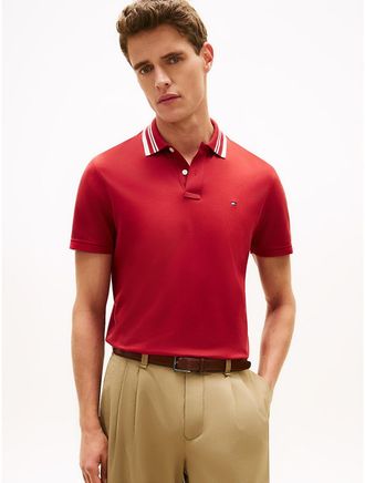 Tommy Hilfiger Mens Regular Fit Jacquard Tipped Polo - Red - XXL