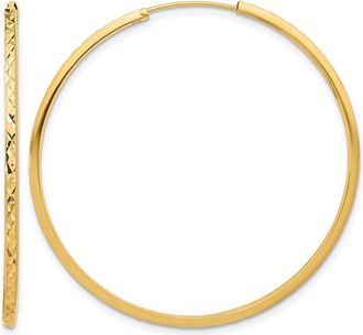 Diamond2Deal 14K Yellow Gold Diamond-cut Endless Hoop Earrings 42 mm