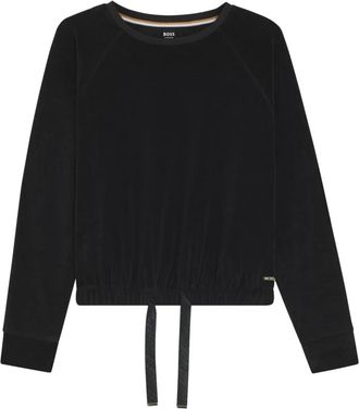 HUGO BOSS Truien & Vesten, Dames, Zwart, XS, Katoen, Velours Sweatshirt