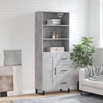 vidaXL Vidaxl - Aparador Alto Madera Contrachapada Gris Hormig&oacute;n 69,5x34x180 Cm