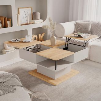 Vicco Mesa De Centro Movira, Beige, 80 X 45 Cm Con Compartimentos, Vicco