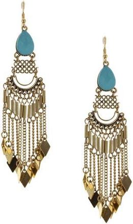 Olivia Welles Talia Fringe Drop Earrings in Antique Gold /Turquoise at Nordstrom Rack