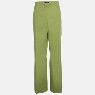 Elena Miro Green Stretch Cotton Wide Leg Pants