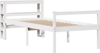 vidaXL Cama Personas Mayores Y Cabecero Madera Pino Blanco 75x190 Cm Vidaxl