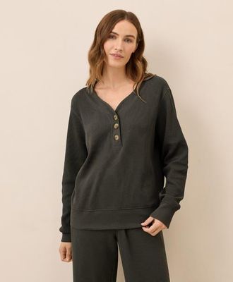 Pact Thermal Waffle Henley Pullover in Oak at Nordstrom, Size Xx-Large