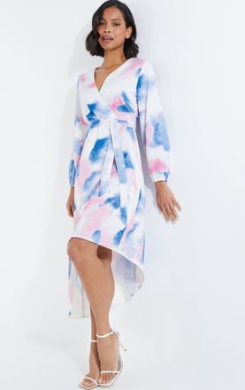 Quiz Womens Satin Asymmetric Wrap Dress