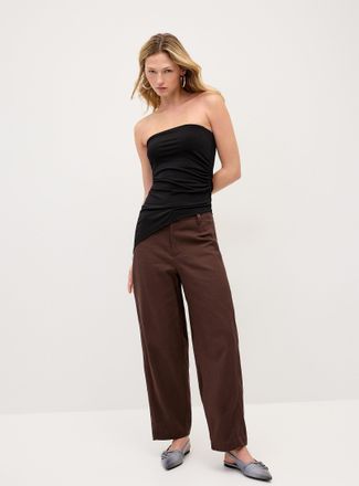 Twik Womens Linen-blend barrel-leg dress pant
